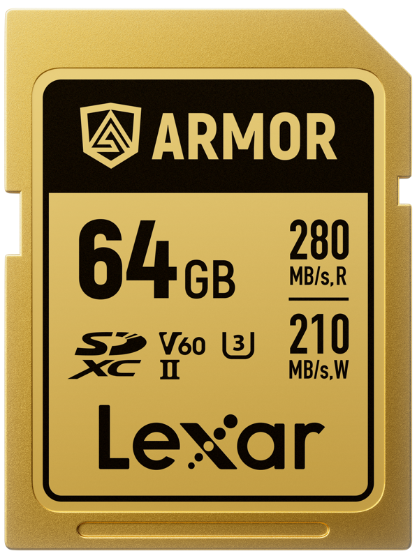 Lexar SDXC ARMOR Gold UHS-II U3, Stainless Steel, IP68 R280/W210 (V60) 64GB Memory Card