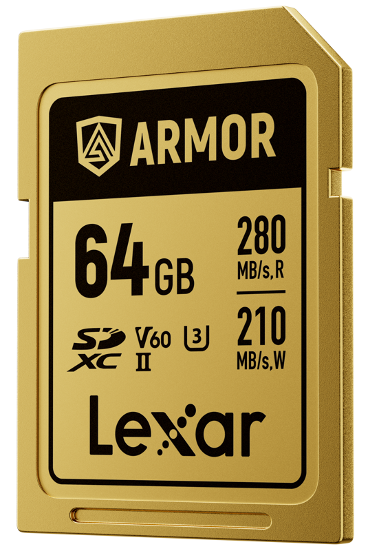 Lexar SDXC ARMOR Gold UHS-II U3, Stainless Steel, IP68 R280/W210 (V60) 64GB Memory Card