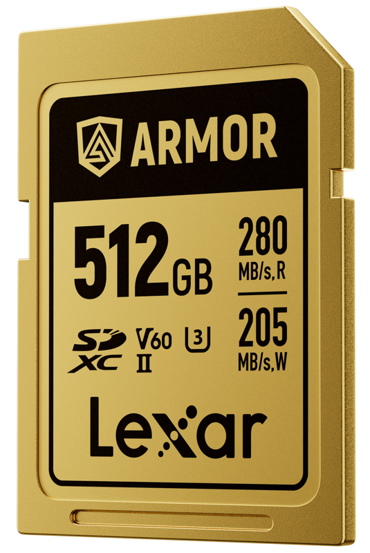Lexar SDXC ARMOR Gold UHS-II U3, Stainless Steel, IP68 R280/W210 (V60) 512GB Memory Card