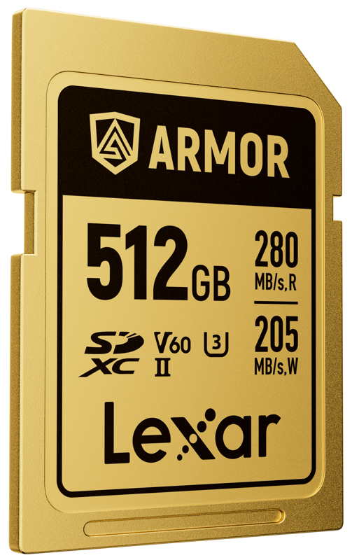 Lexar SDXC ARMOR Gold UHS-II U3, Stainless Steel, IP68 R280/W210 (V60) 512GB Memory Card