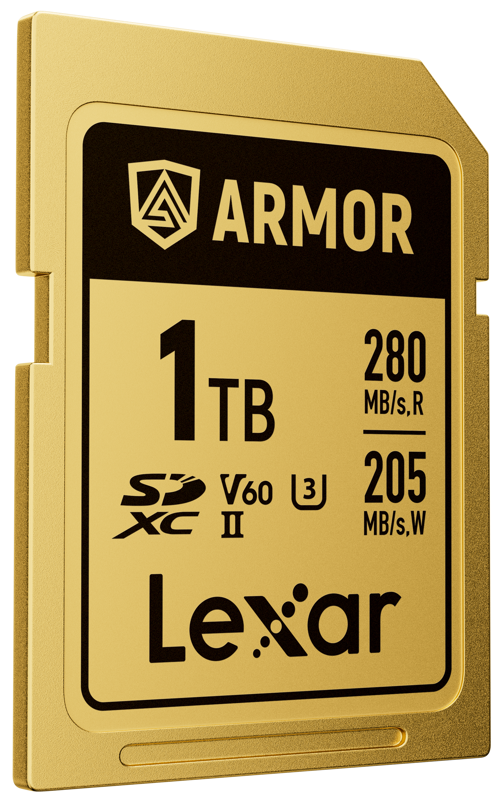 Lexar SDXC ARMOR Gold UHS-II U3, Stainless Steel, IP68 R280/W210 (V60) 1TB Memory Card