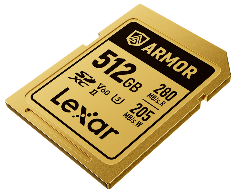 Lexar SDXC ARMOR Gold UHS-II U3, Stainless Steel, IP68 R280/W210 (V60) 512GB Memory Card