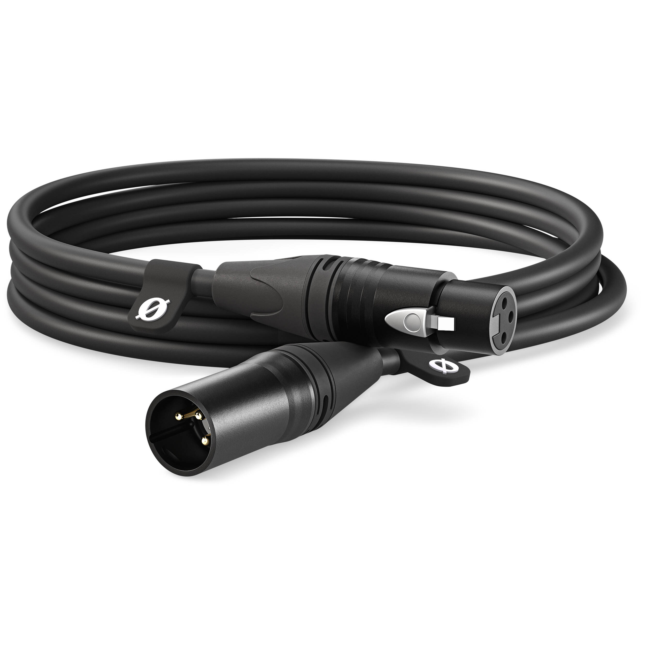 Rode XLR-hun til XLR-han kabel 3m (sort)