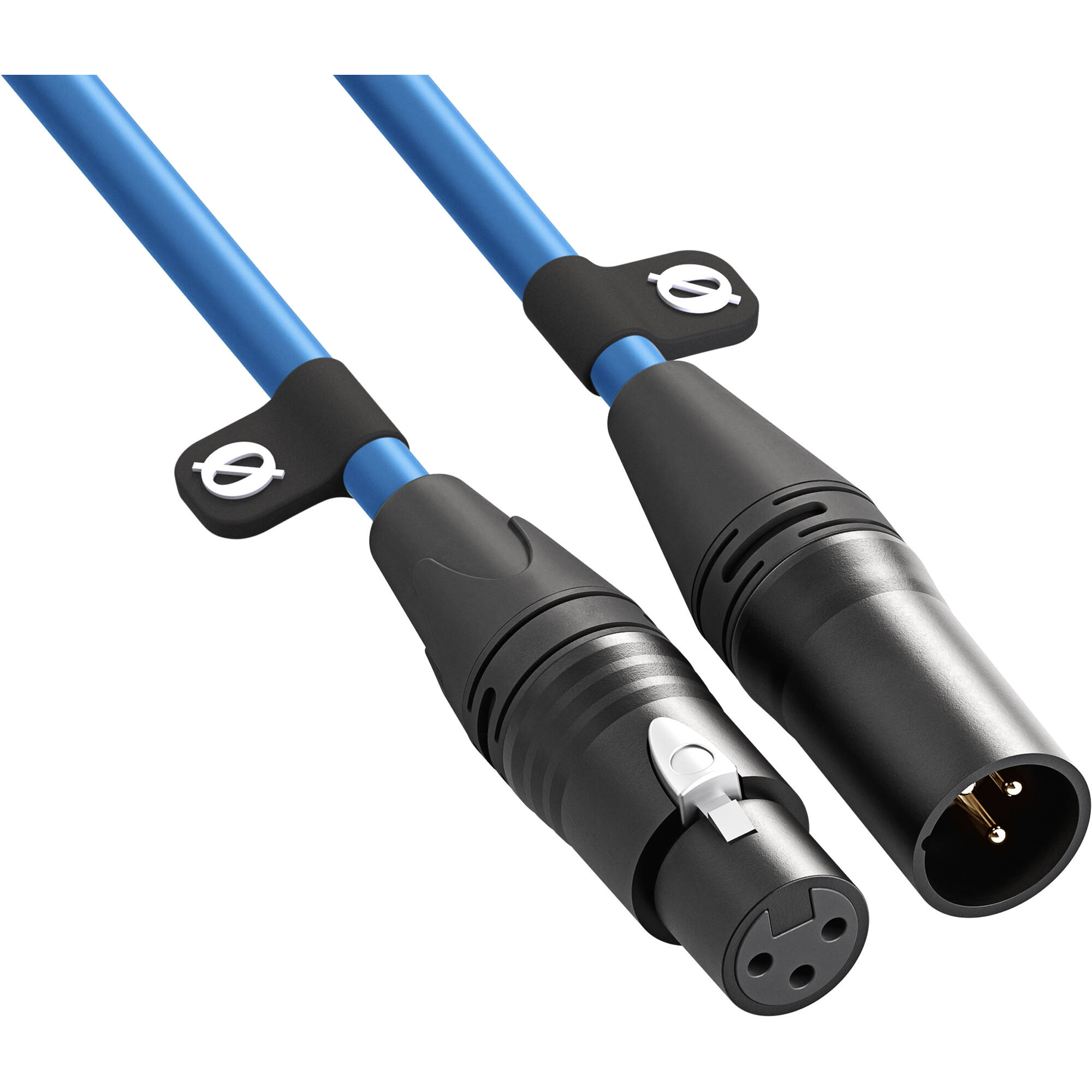 Rode XLR-hun til XLR-han kabel 3m (blå)