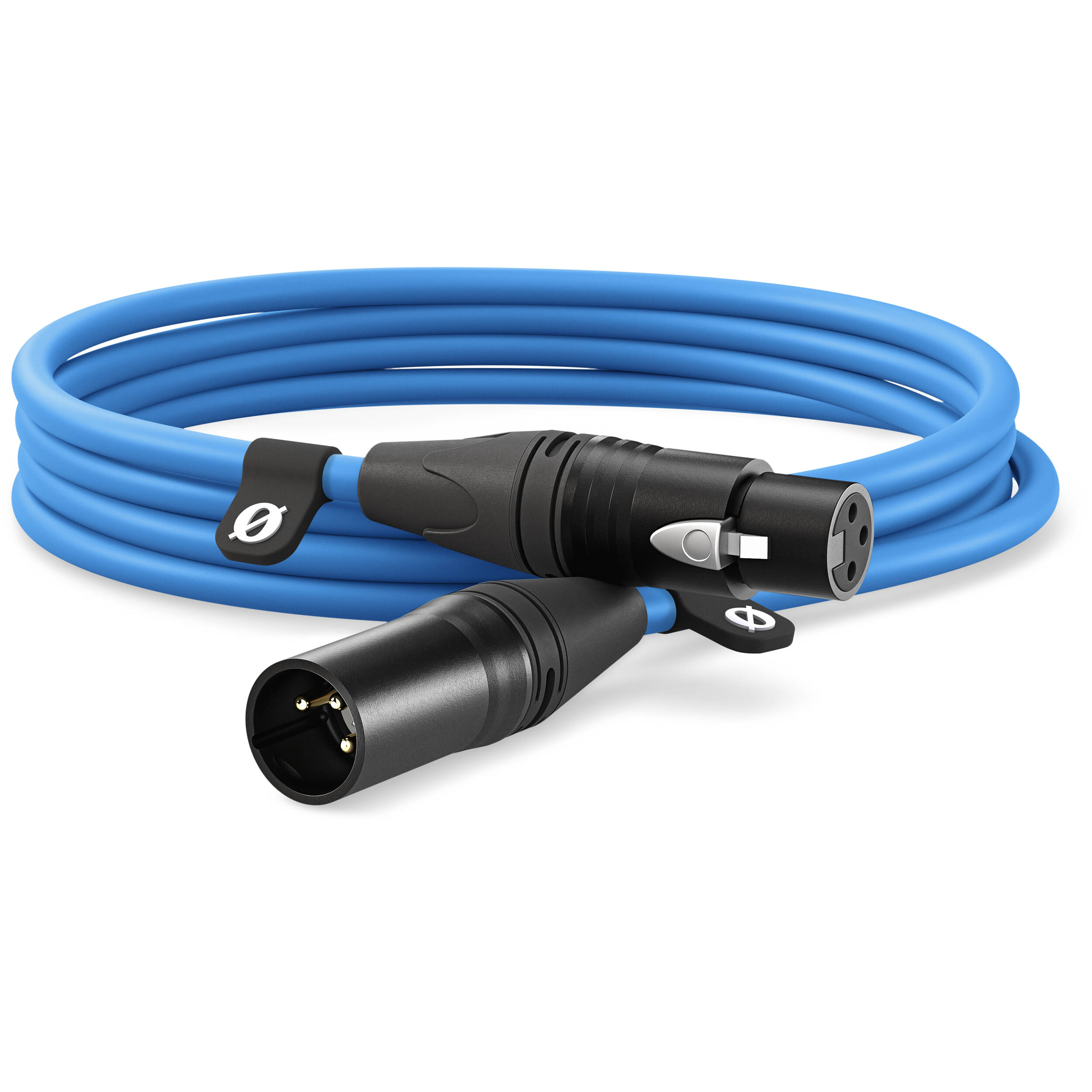 Rode XLR-hun til XLR-han kabel 3m (blå)