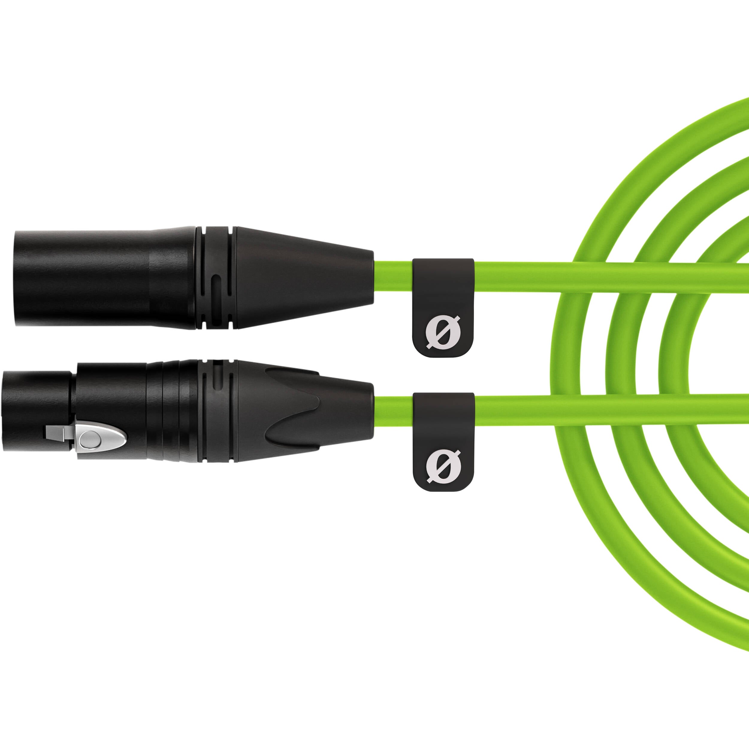 Rode XLR-hun til XLR-han kabel 3m (grøn)