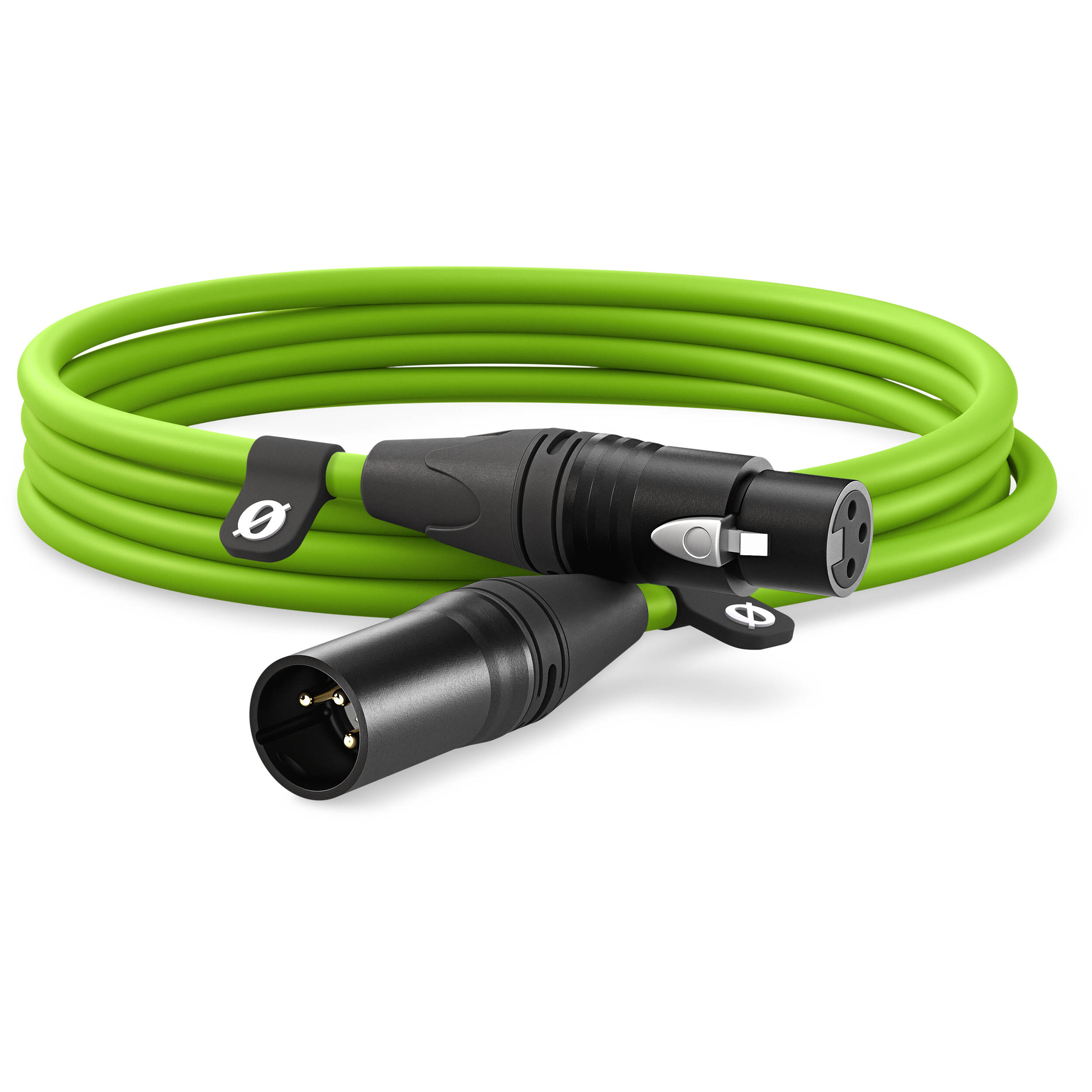 Rode XLR-hun til XLR-han kabel 3m (grøn)