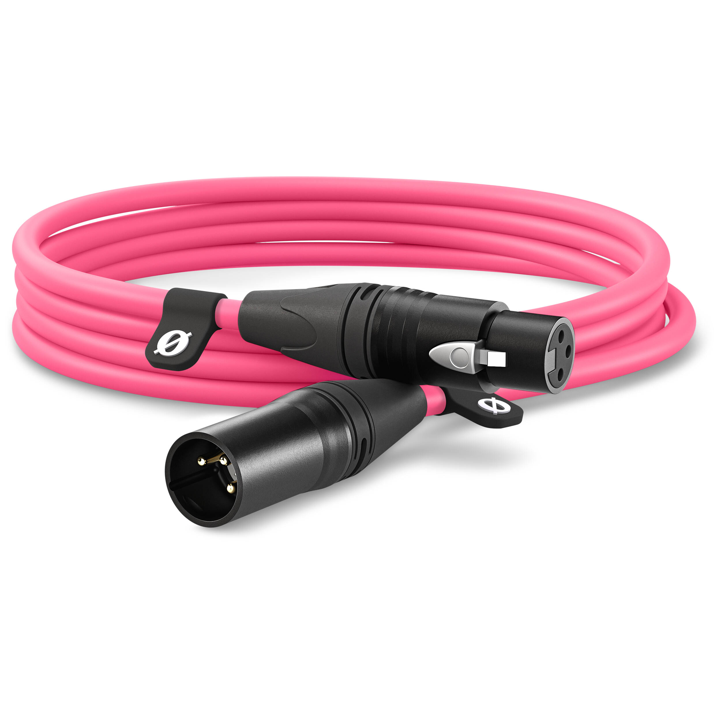Rode XLR-hun til XLR-han kabel 3m (lyserød)