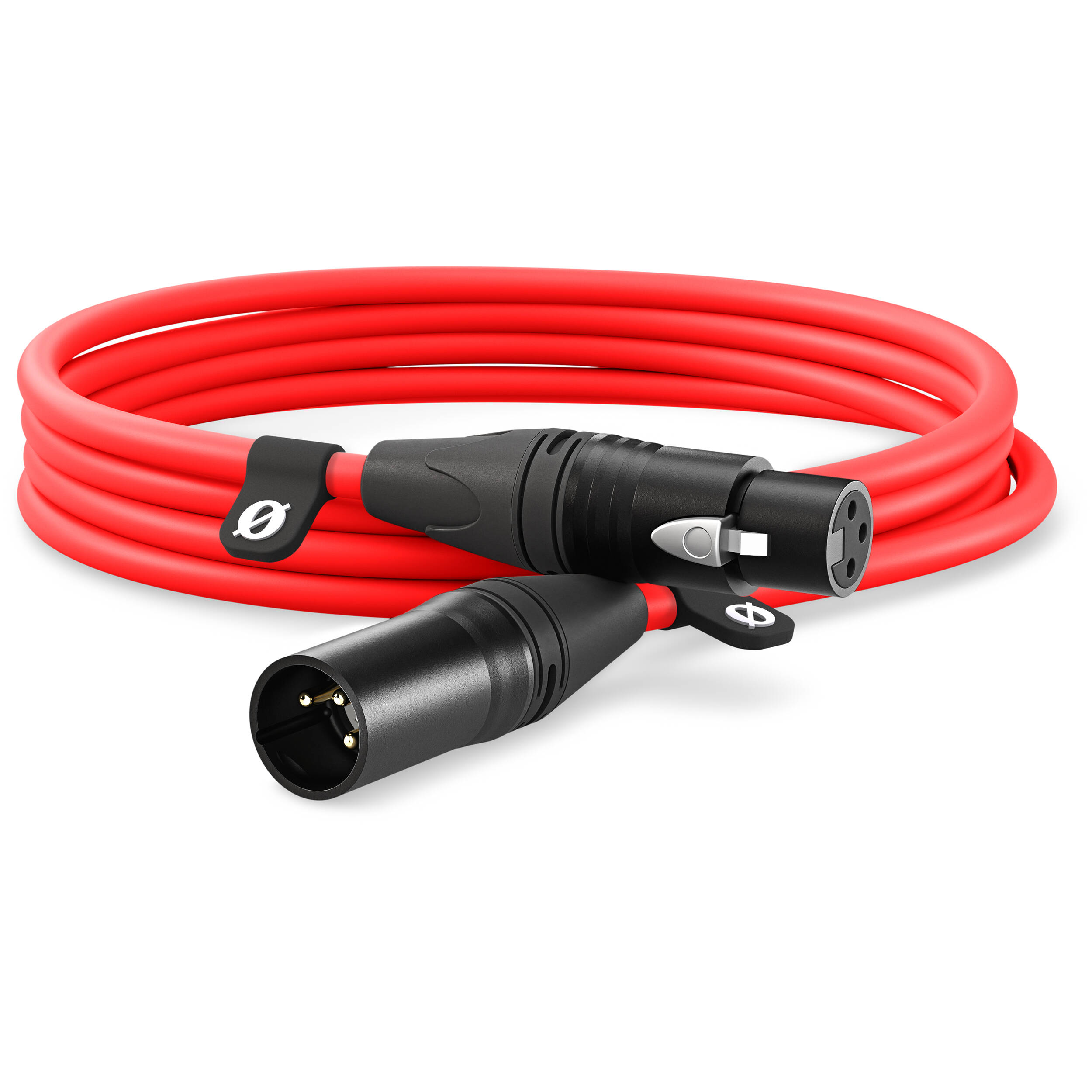 Rode XLR-hun til XLR-han kabel 3m (rød)