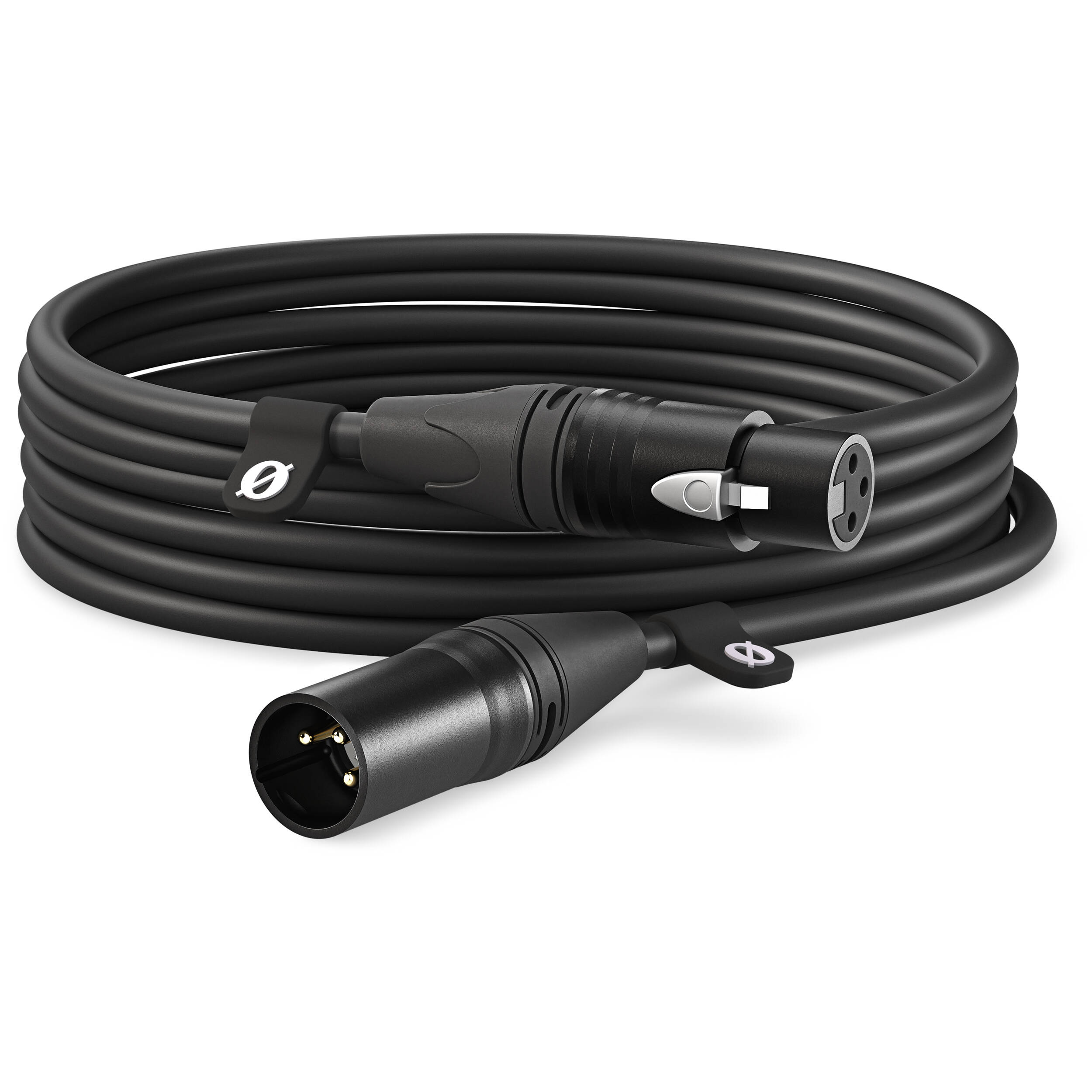 Rode XLR-hun til XLR-han kabel 6m (sort)