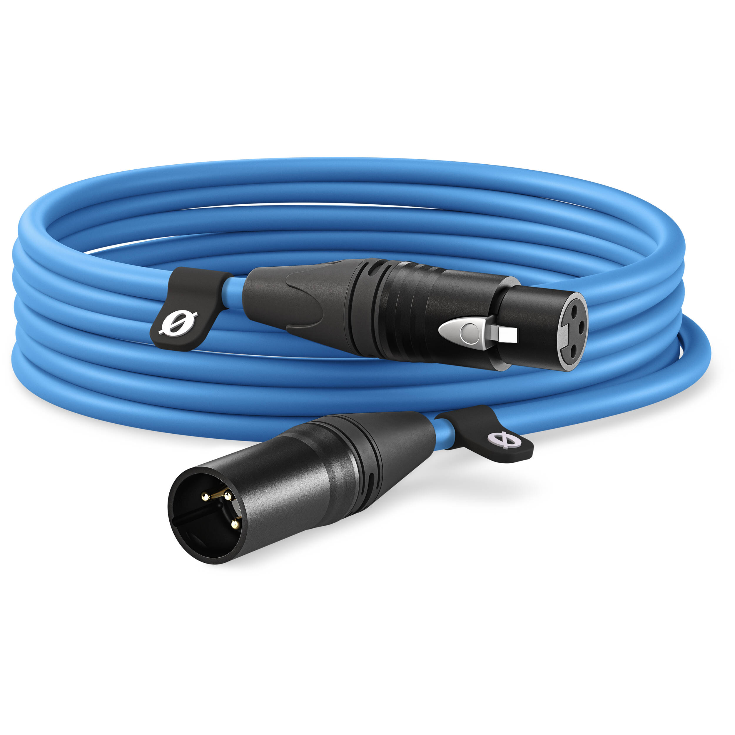 Rode XLR-hun til XLR-han kabel 6m (blå)