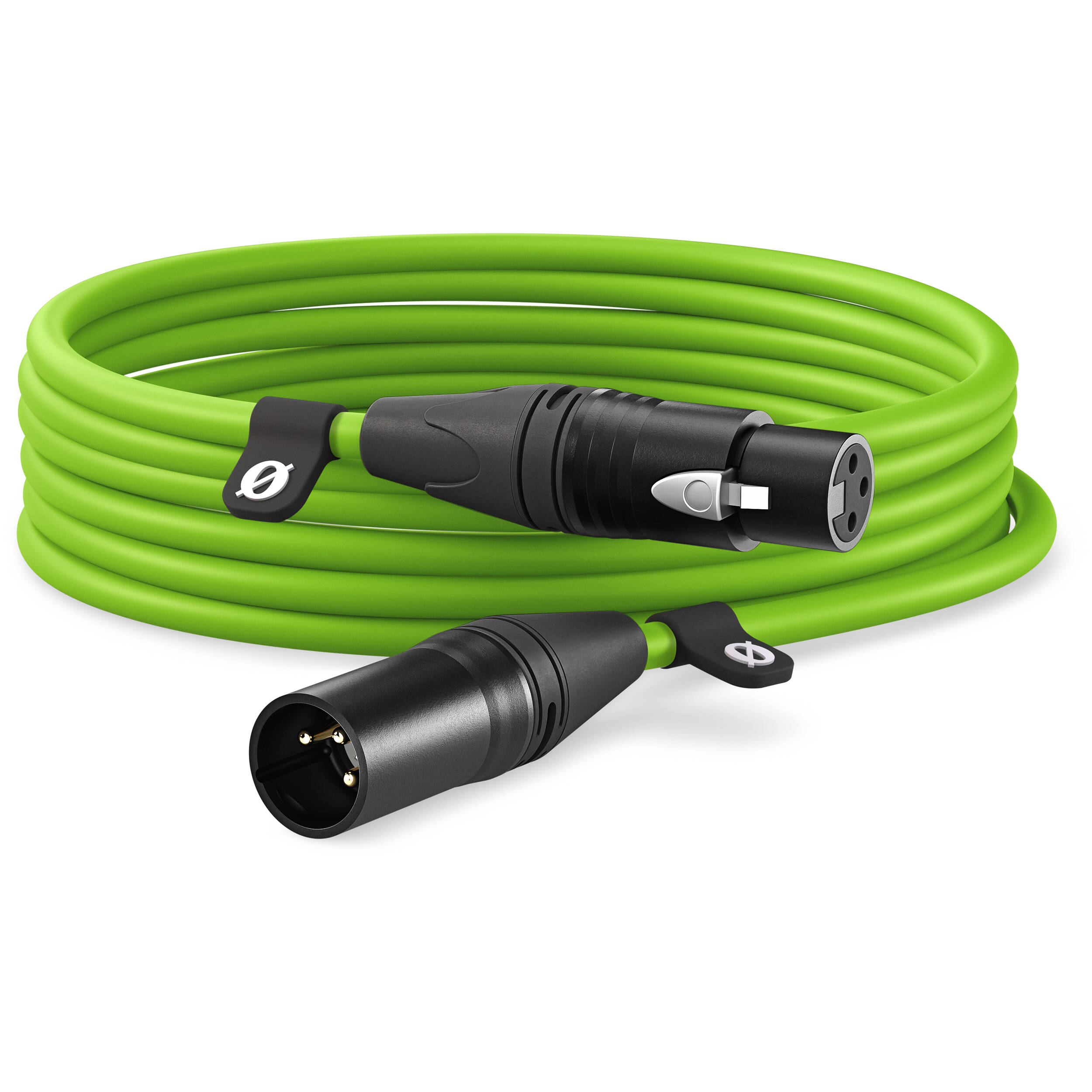 Rode XLR-hun til XLR-han kabel 6m (grøn)
