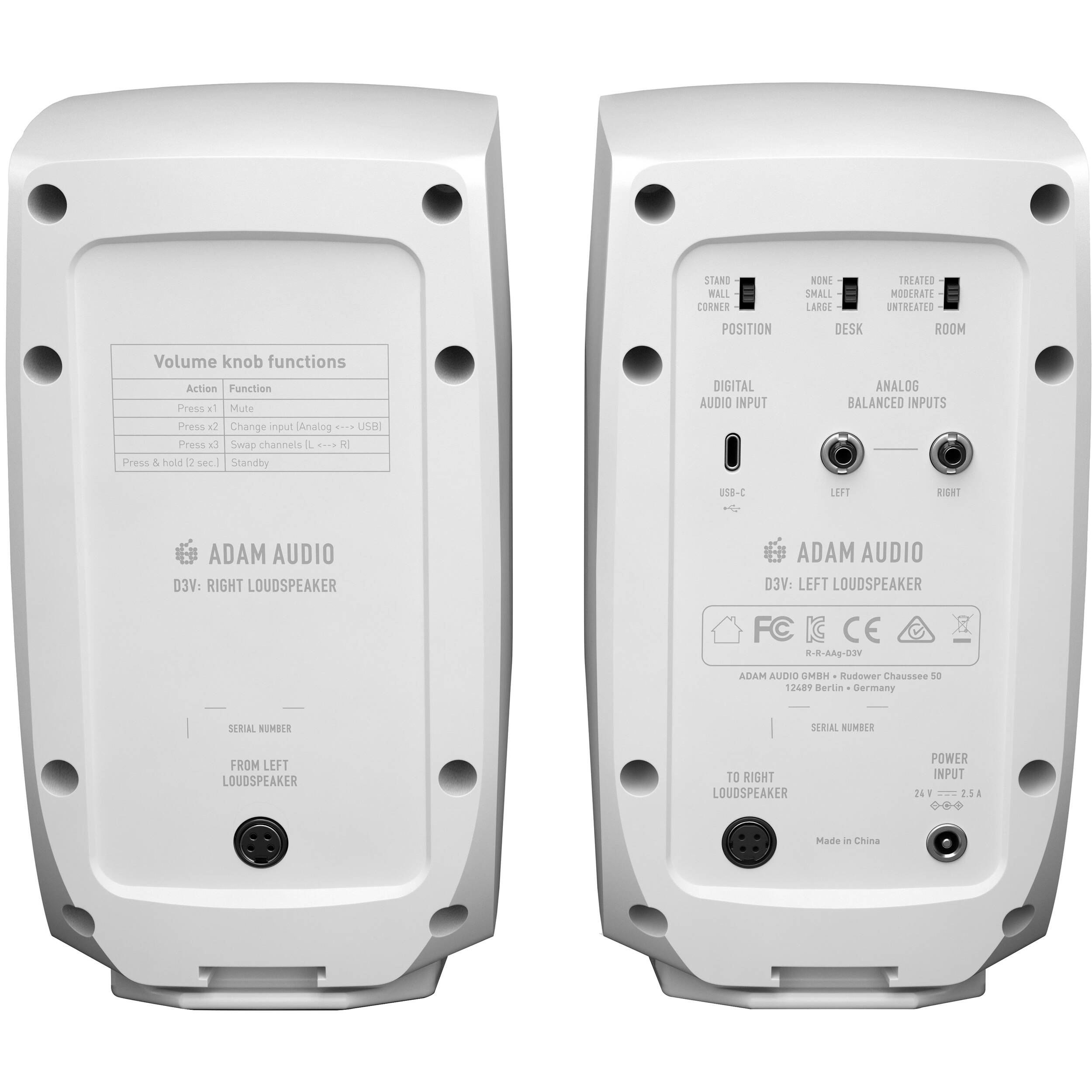 Adam Audio D3V (Par, Hvid)
