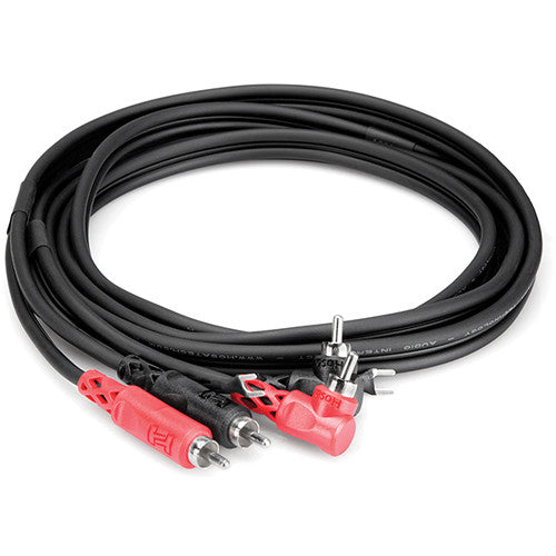 Hosa CRA-203DJ Dual RCA - Dual RCA vinklet kabel 3m (med jordstrop)
