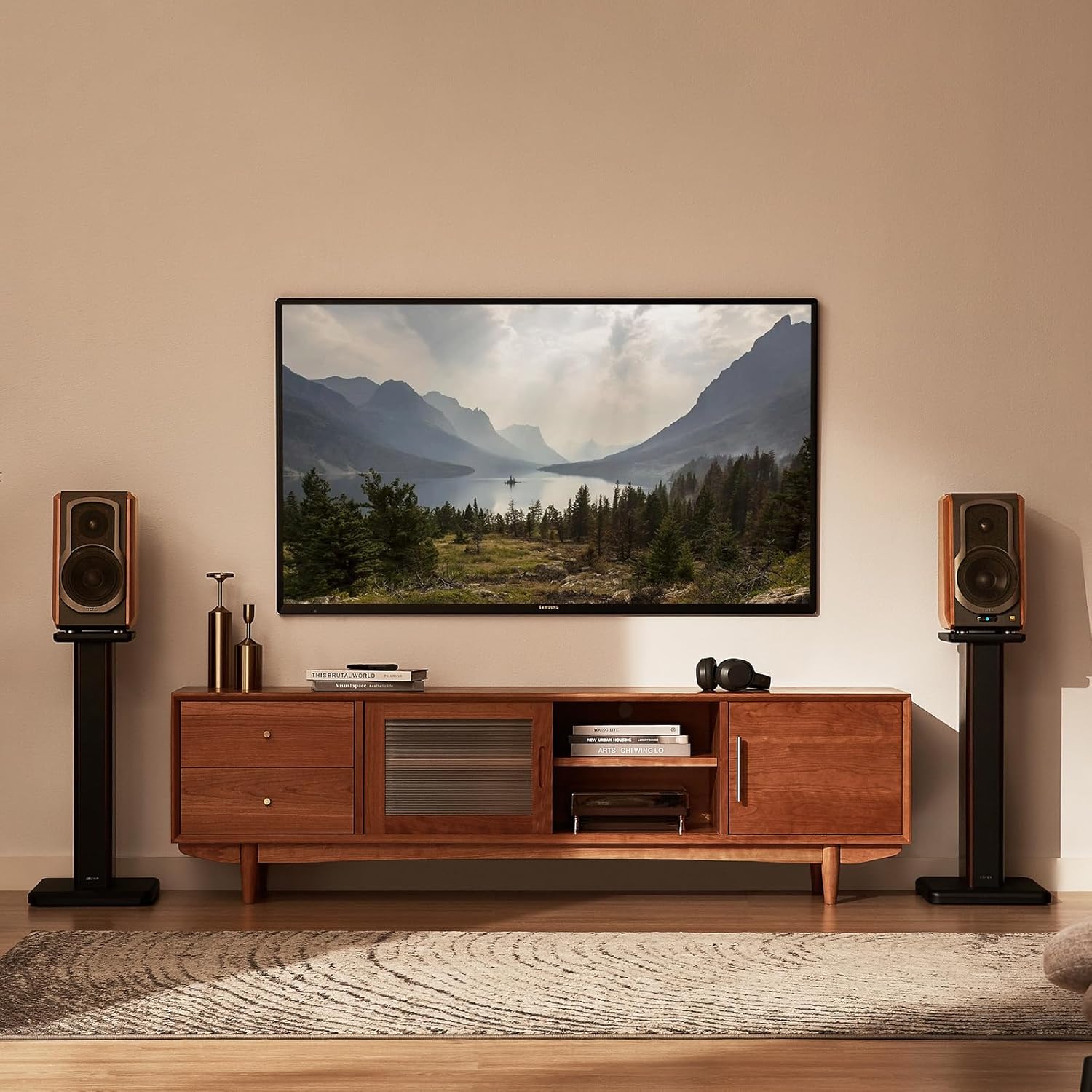 Edifier SS02 Speaker Stands (Pair, Wood Grain)