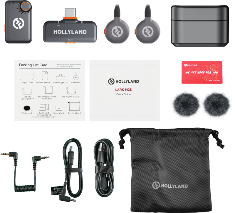 Hollyland Lark M2S Combo (2RX - Camera & USB-C) (+ Lightning Cable)