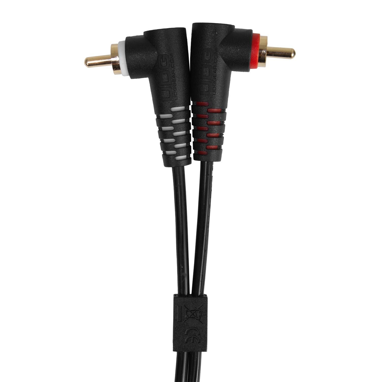 UDG Ultimate Audiokabelsæt RCA Lige - RCA Vinklet Sort 3m (U97005BL)