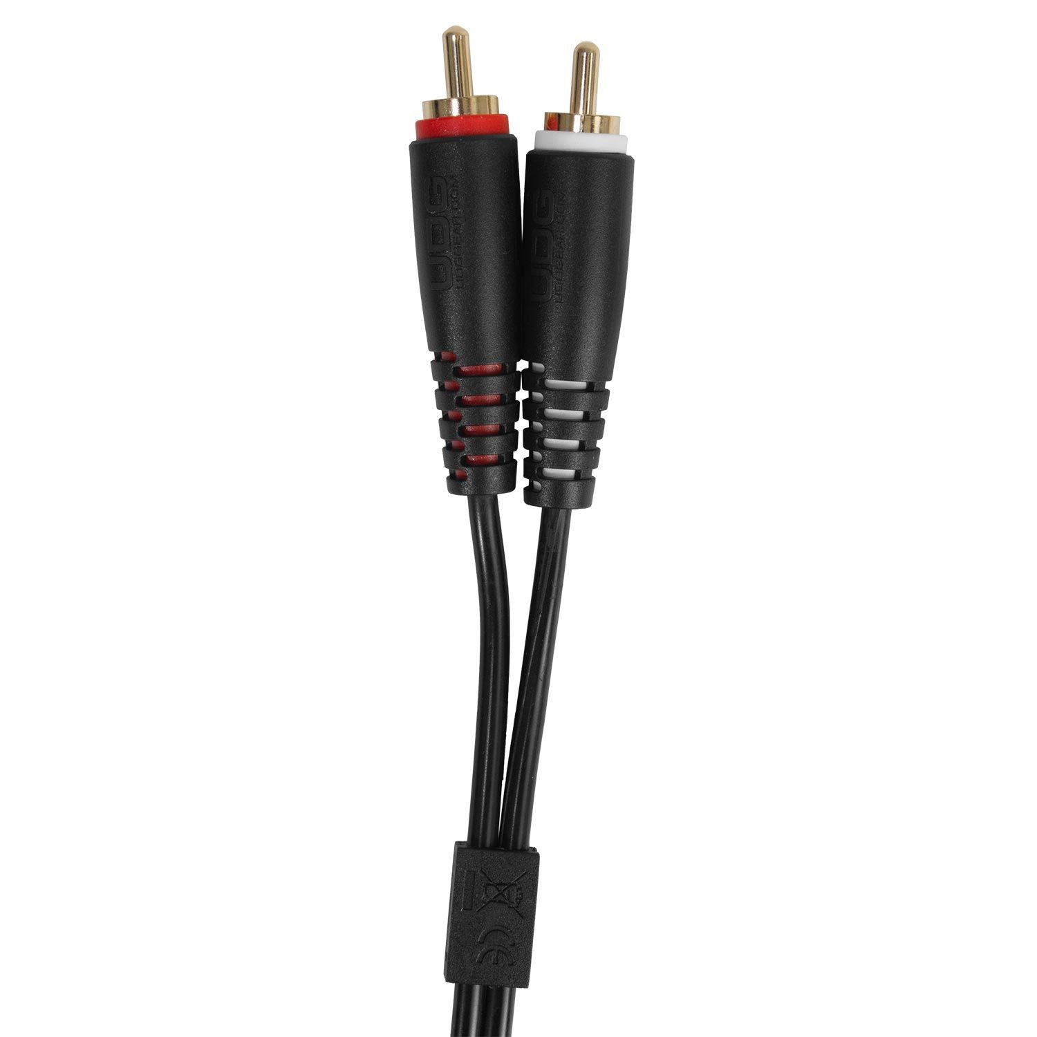 UDG Ultimate Audiokabelsæt RCA Lige - RCA Vinklet Sort 3m (U97005BL)