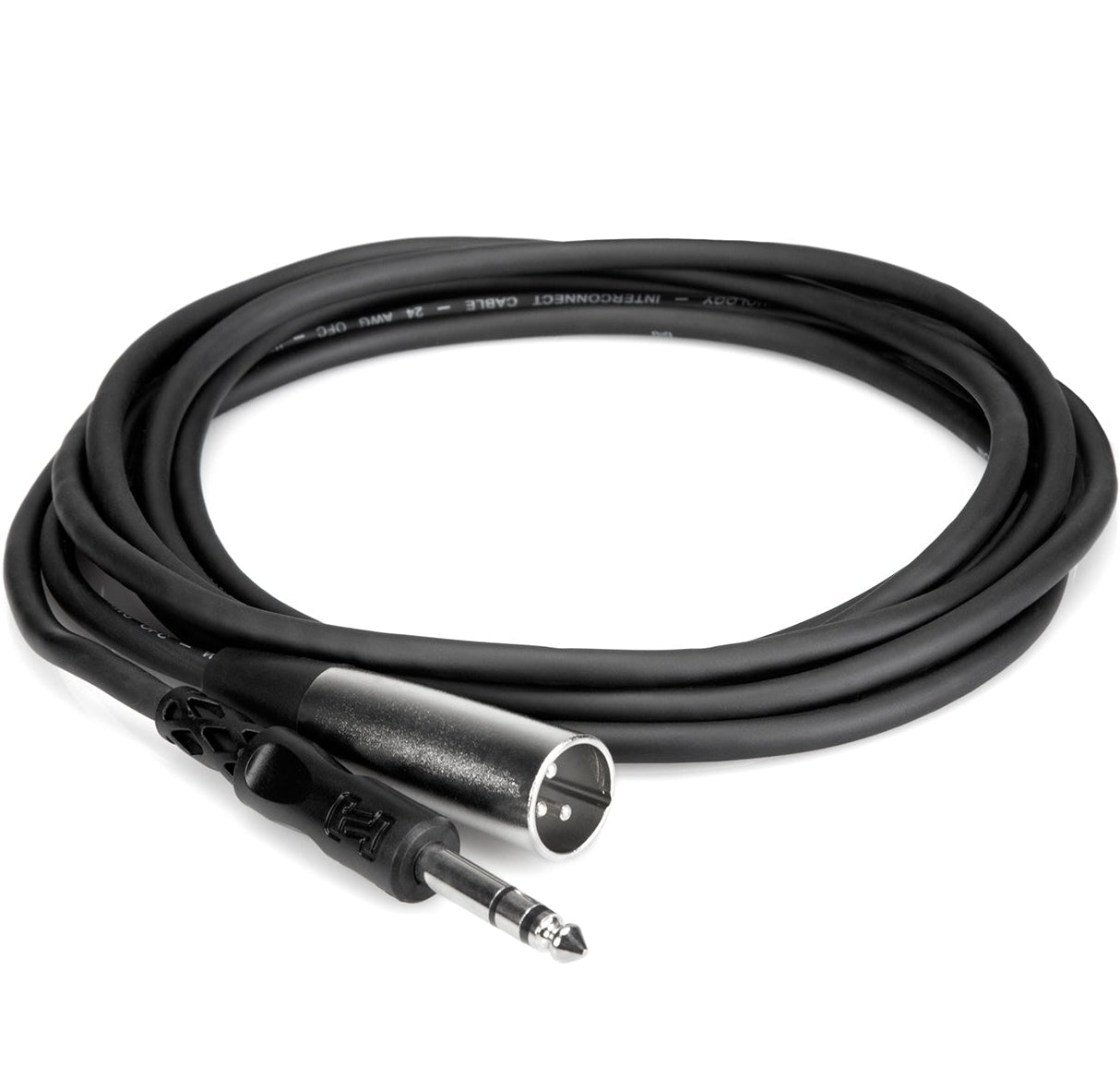 Hosa STX-110M 6.3mm TRS to XLR male audio cable in a coiled design, 3 meters long, featuring durable connectors.